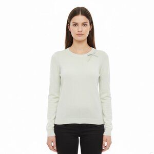 La Vila Milano Womens Eggshell Knit Sweater Bow Detail Long Sleeves Sz XS